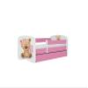 Baby Bed 70 x 140 cm, Powder Pink, with Drawer, Without Mattress, Br and Flowers Motif view 1
