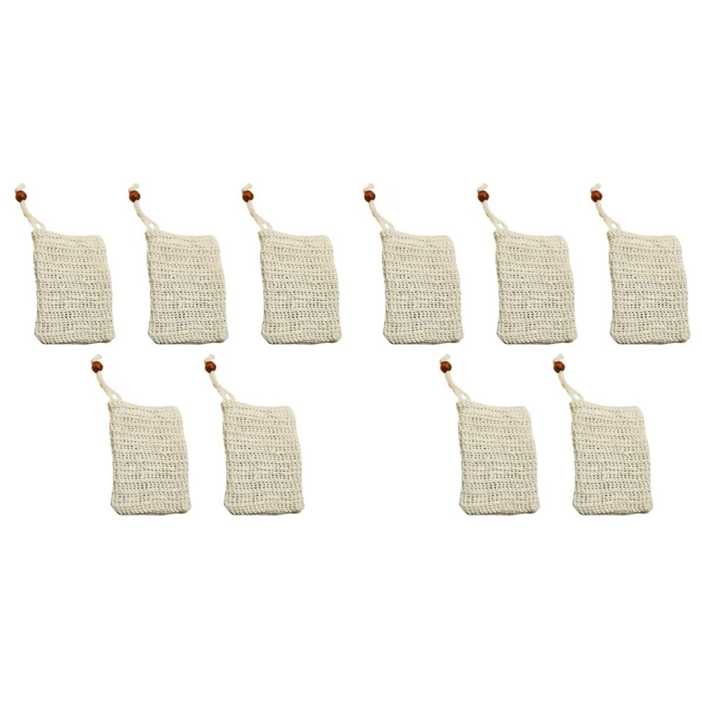 FRCOLOR 10-Pack Sisal Soap Bags with Drawstrings