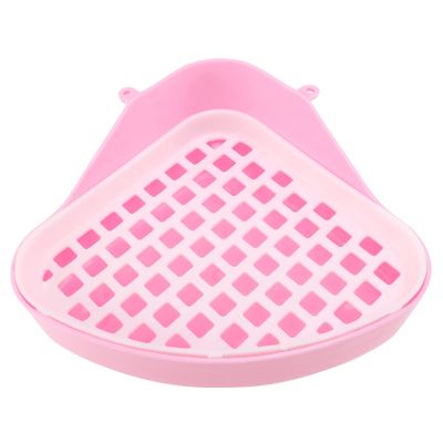 Bunny Litter Box, Small Animal Corner Toilet, Pet Waste Corner for Rabbits, (Pink)