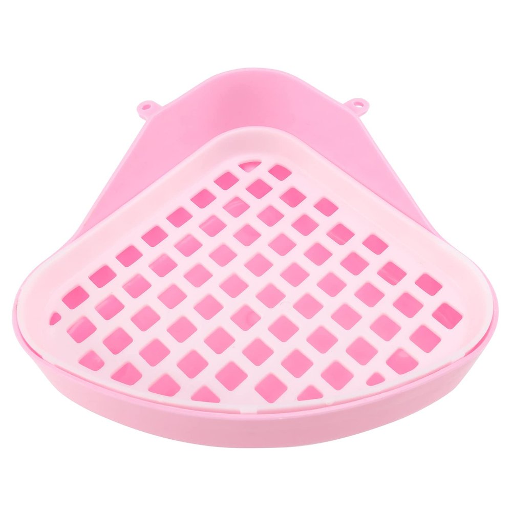 Bunny Litter Box, Small Animal Corner Toilet, Pet Waste Corner for Rabbits, (Pink)