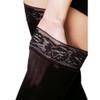 Compressana Free Extra-Short Open-Toe CCL2 Thigh-High Compression Stockings with Lace Grip Band III, Black view 1
