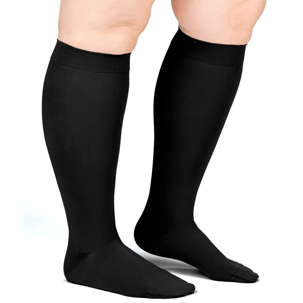 Compressana Free Open-Toe Extra-Short CCL2 Compression Stockings with Dot Grip Band II, Black
