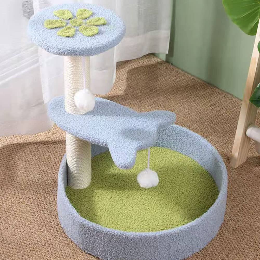 ACSUZ Sisal Cat Tree with Scratching Post, Blue