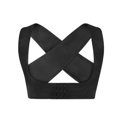 Women's Adjustable Elastic Back Support Belt and Posture Corrector, Black, X-Large