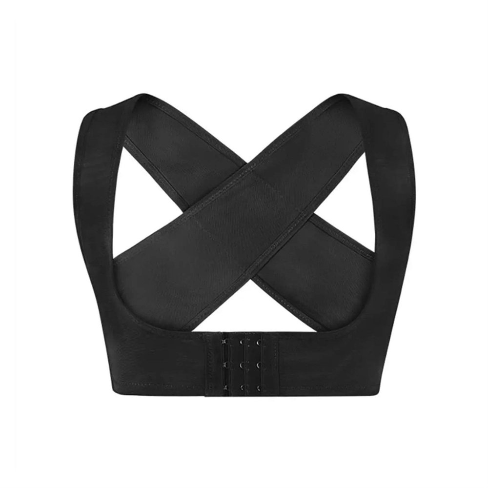 Women's Adjustable Elastic Back Support Belt and Posture Corrector, Black, X-Large