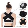 Women's Adjustable Elastic Back Support Belt and Posture Corrector, Black, X-Large view 3