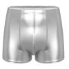 YOOJIA Men's Shiny Wet-Look Patent Leather Boxer Shorts, Silver, 3XL view 4