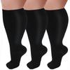 3 Pairs Plus-Size Compression Socks, 20–30 mmHg, Knee-High, Black, XXX-Large view 1