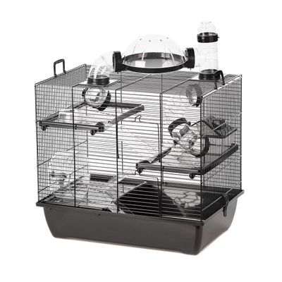 duvoplus Black Rufus Small Animal Cage, 50 x 33 x 44.5 cm, Black/Black