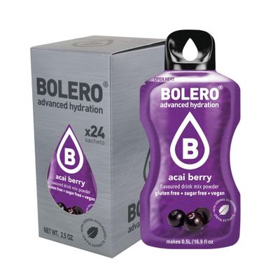 Bolero Acai Berry 24 x 3 g | Sugar-Free Juice Powder with Stevia and Vitamin C