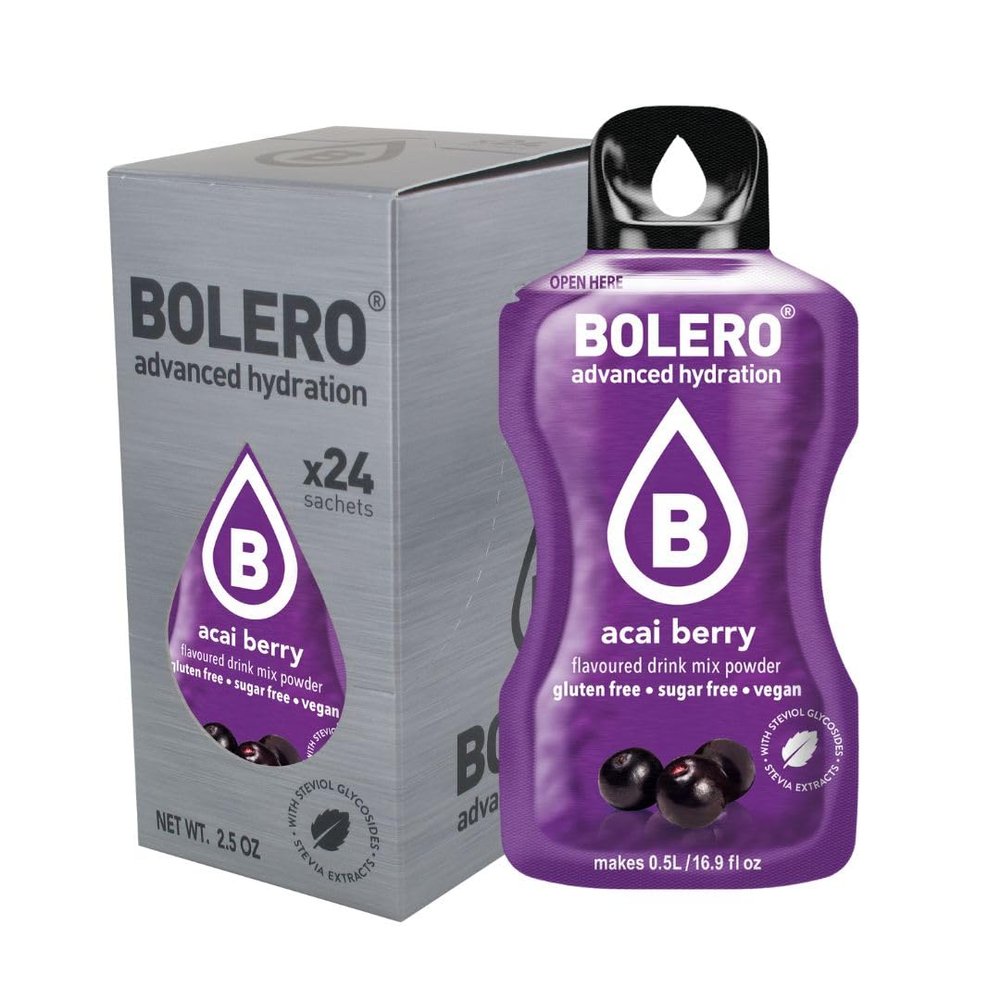 Bolero Acai Berry 24 x 3 g | Sugar-Free Juice Powder with Stevia and Vitamin C