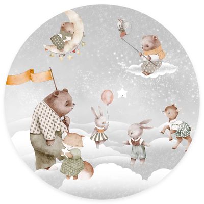 WANDKIND Forest Animals Wall Decal for Kids’ Room, Round V381, Hand-Drawn, 130 cm