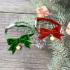 BT Bear Handmade Velvet Christmas Collar with Bow Tie for Cats and Small Dogs, Red + Green view 3