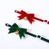 BT Bear Handmade Velvet Christmas Collar with Bow Tie for Cats and Small Dogs, Red + Green view 4