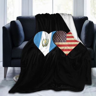 Guatemala Flag and American Flag Ultra-Soft Flannel Fleece Blanket, All-Season Warm Throw