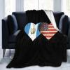 Guatemala Flag and American Flag Ultra-Soft Flannel Fleece Blanket, All-Season Warm Throw view 1