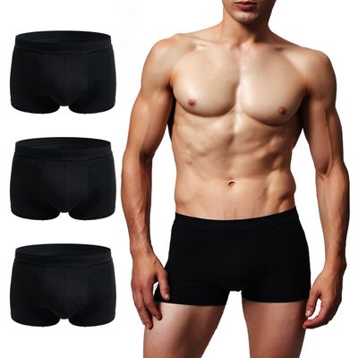 AIRCUTE Men's Urinary Incontinence Underwear, Washable, Absorbent, Leakproof, 60 ml, 3-Pack, Black, Large