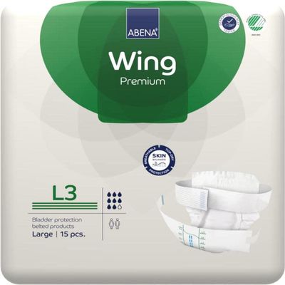 ABENA Wing Premium Incontinence Brief with Belt, 15 Count, Size 5+