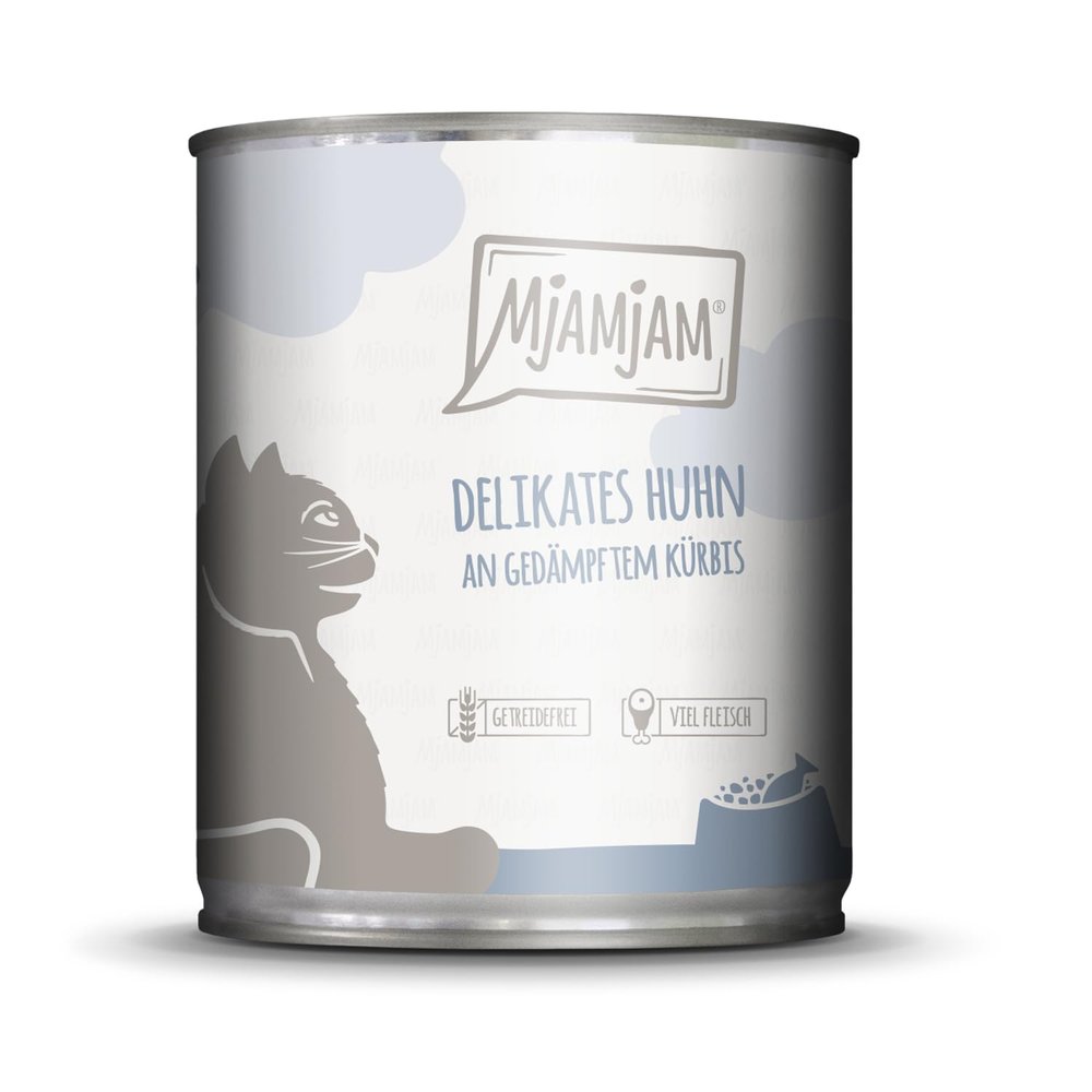 MjAMjAM Premium Grain-Free Wet Cat Food, Chicken with Steamed Pumpkin, 1 x 800 g
