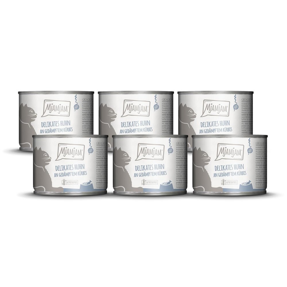 MjAMjAM - Premium Wet Cat Food - Delicate Chicken with Steamed Pumpkin, 6-Pack (6 x 200g), Grain-Free with Extra Meat