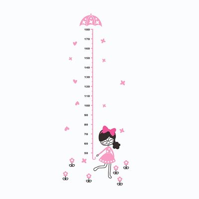 Pink Girl Height Chart Wall Decoration for Children's Rooms