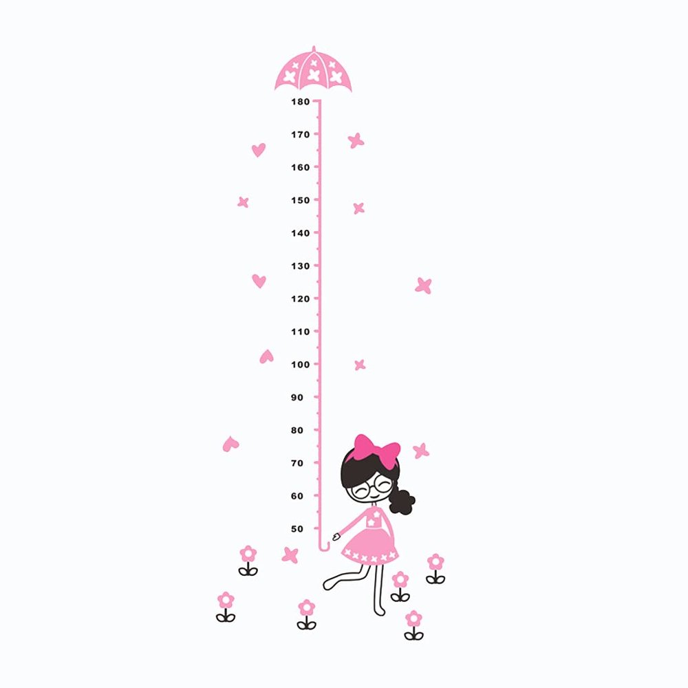 Pink Girl Height Chart Wall Decoration for Children's Rooms