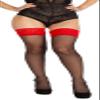 BANANALU 20 Den Hold-Up Stockings, 9 cm Lace Top, Floral Pattern, Flirt 20 Red/Nero, M/L view 3