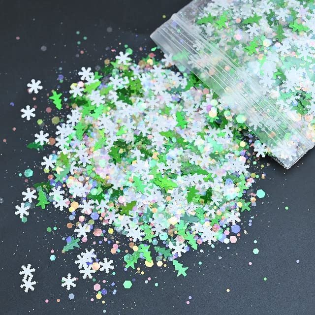 50 g/Bag Mermaid Nail Art Glitter Mix, Chunky Hexagonal Laser Sequins, 8 Colors