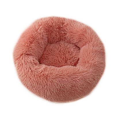 Chickwin Round Plush Donut Dog Bed, Washable, 80 cm, Crab Pink