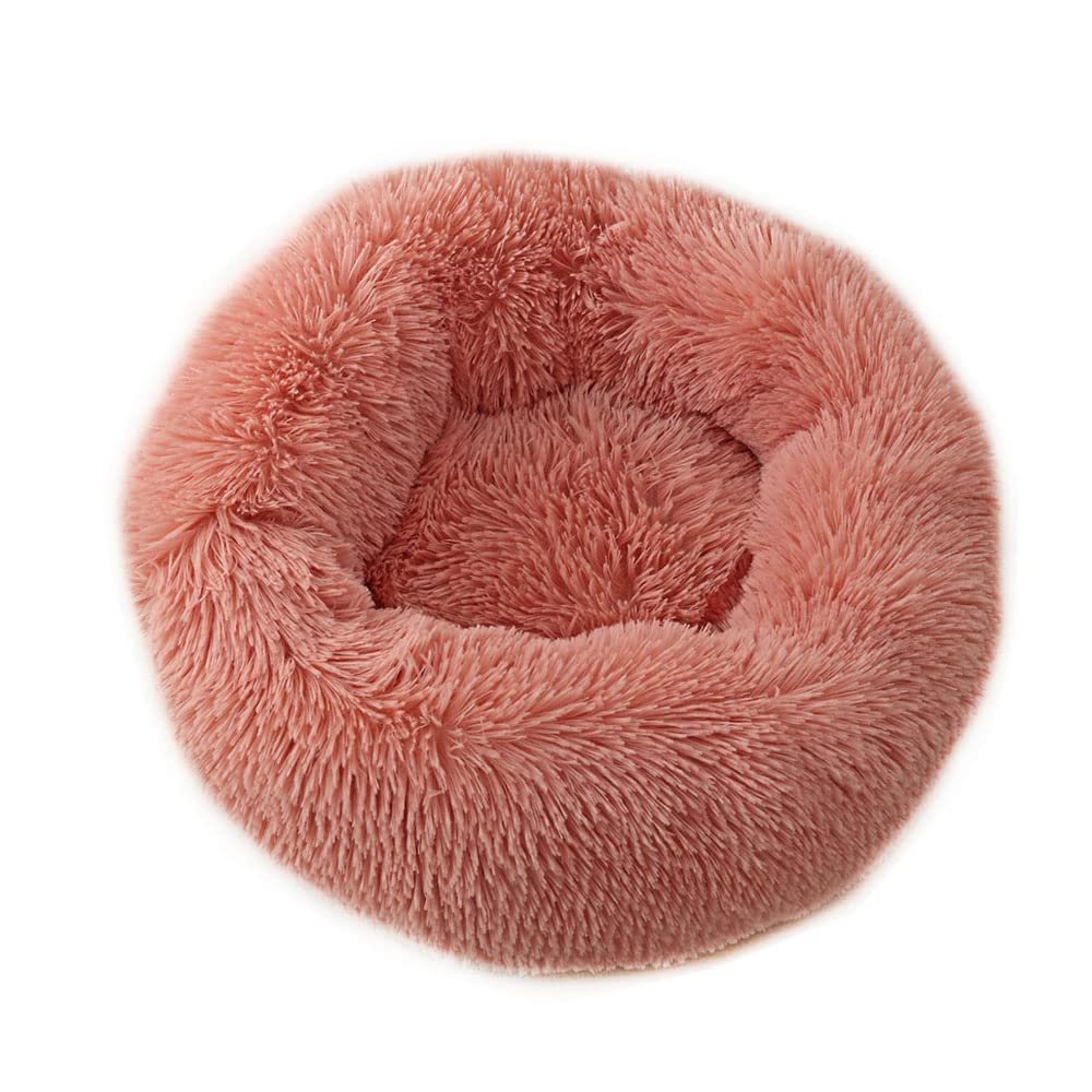 Chickwin Round Plush Donut Dog Bed, Washable, 80 cm, Crab Pink
