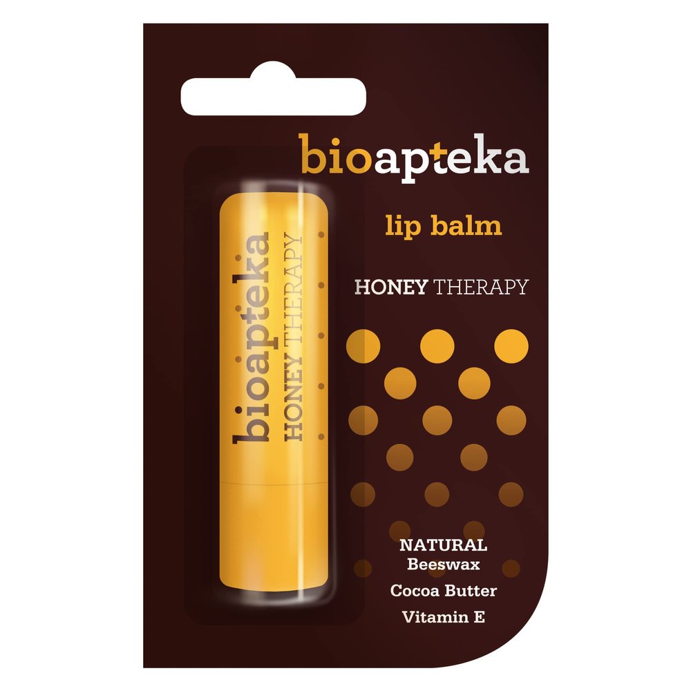 Bioapteka Honey Therapy Lip Balm with Beeswax, Cocoa Butter, Sunflower Oil, Jojoba Oil and Vitamin E, 4.5 g