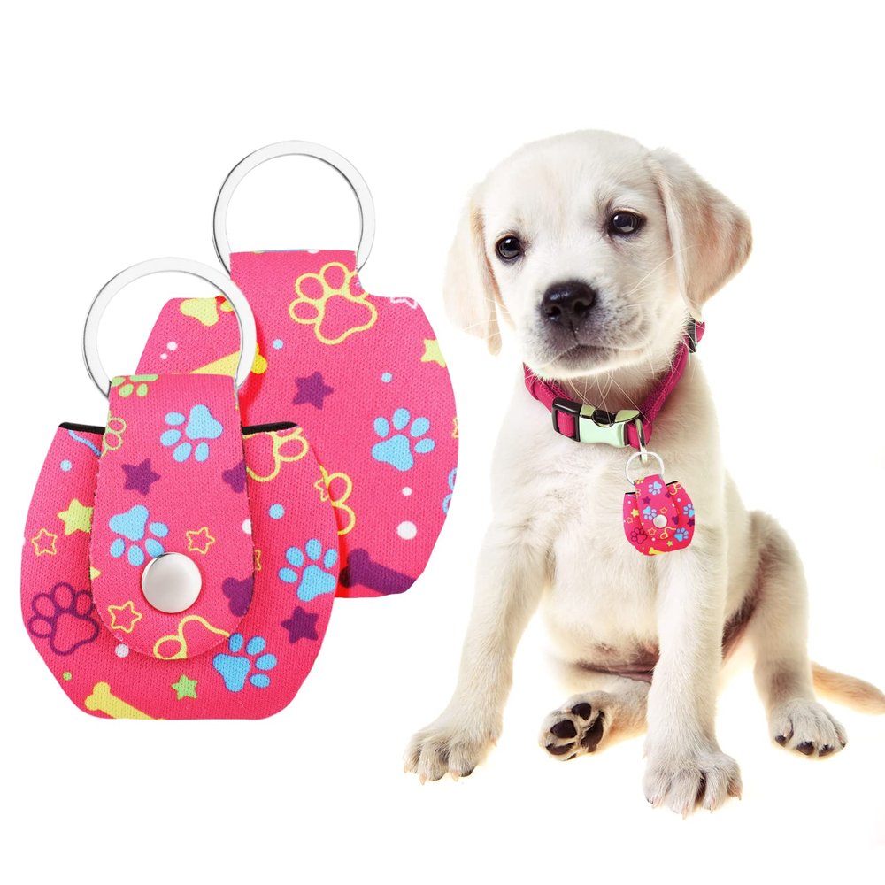 Pwsap 2-Pack Dog Tag Silencer, Rose Red