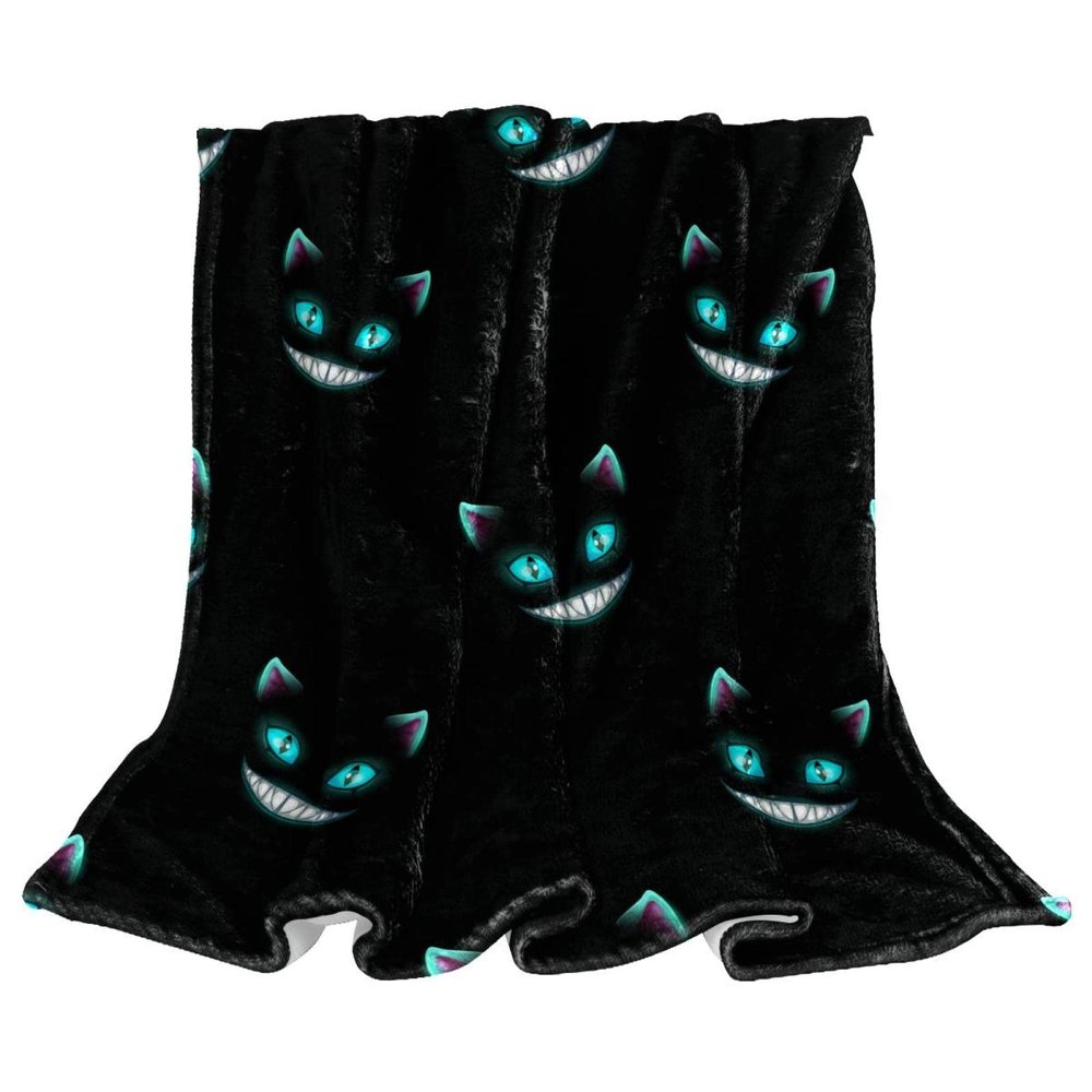 Halloween Cat Fleece Throw Blanket, Lightweight, Fluffy, Black