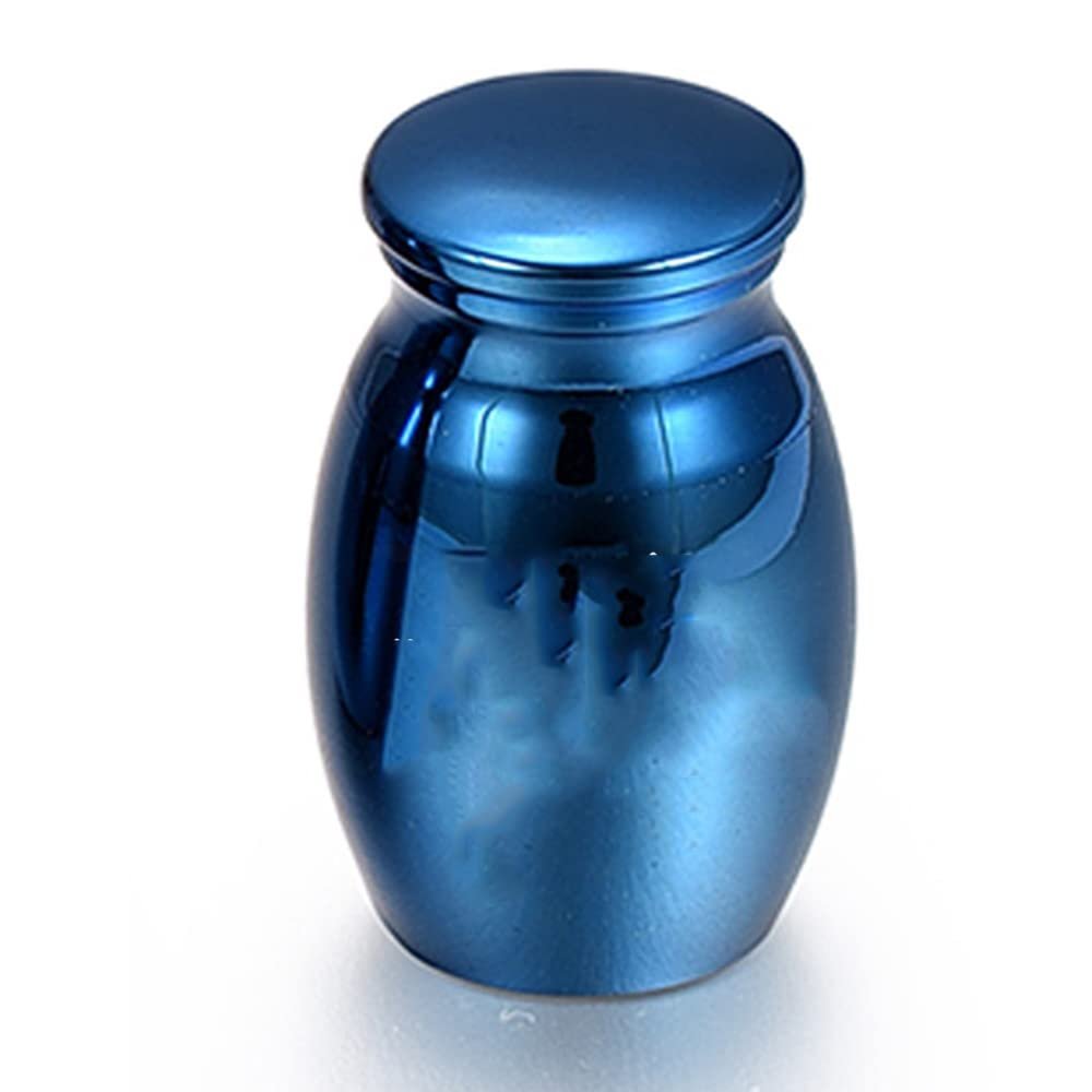 Mini Pet Memorial Urn, Aluminum Alloy, Blue, 30 x 40 mm
