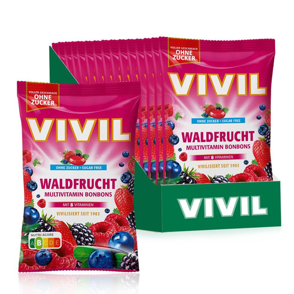 VIVIL Forest Fruits, Sugar-Free Multivitamin Candies, 15 x 120 g