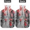 Red Eiffel Tower Hot Water Bottle with Cover, 2 L view 4