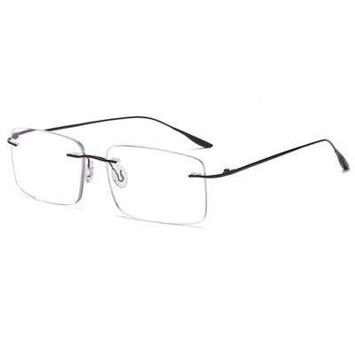 VEVESMUNDO Rimless Blue-Light-Blocking Reading Glasses, Metal Frame, Black, +4.0