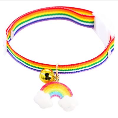 Stakee Rainbow Adjustable Nylon Pet Collar with Bell