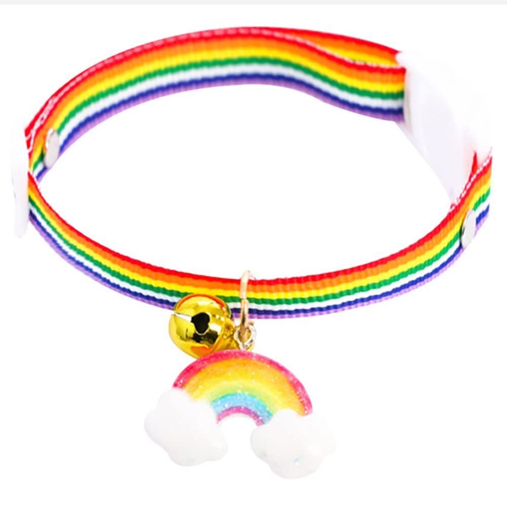 Stakee Rainbow Adjustable Nylon Pet Collar with Bell