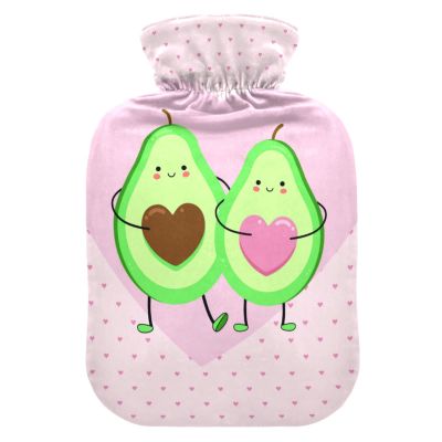 YOUJUNER Hot Water Bottle with Avocado Love Cover, 1 Liter