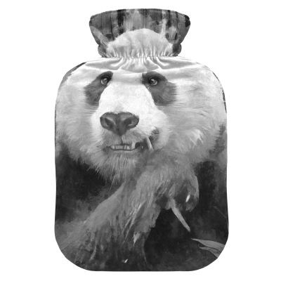 YOUJUNER Hot Water Bottle with Black Panda Print Cover, 1 Liter