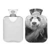 YOUJUNER Hot Water Bottle with Black Panda Print Cover, 1 Liter view 2