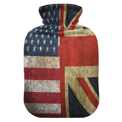 YOUJUNER 2 L Hot Water Bottle with Vintage USA/UK Flag Cover