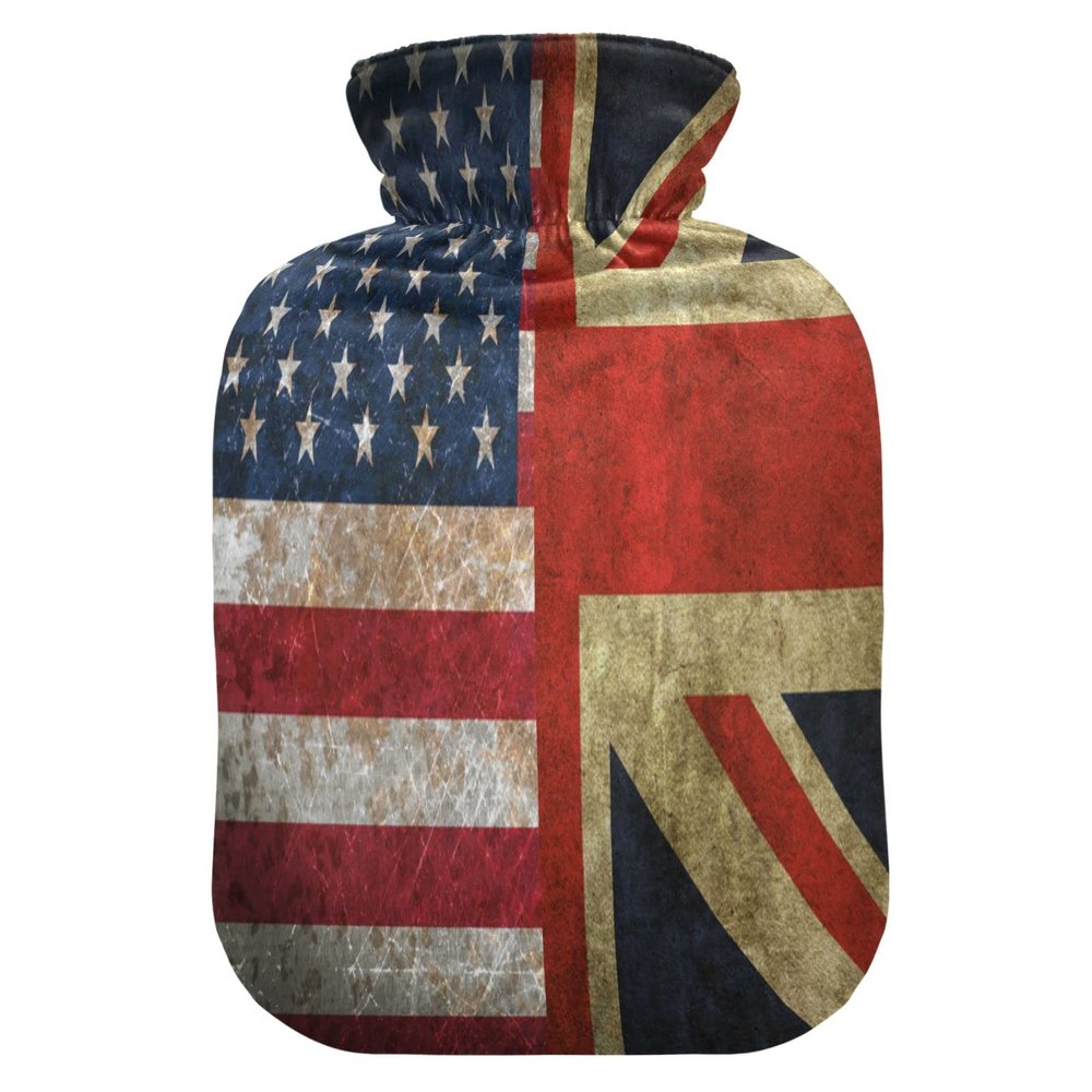 YOUJUNER 2 L Hot Water Bottle with Vintage USA/UK Flag Cover