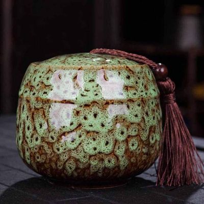 BATLAM Handmade Ceramic Pet Urn, Green