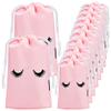 VOANZO 50-Piece 4 x 6-Inch Eyelash Drawstring Makeup Bags, Lash Print Cosmetic Travel Bags for Women and Girls, Pink view 1