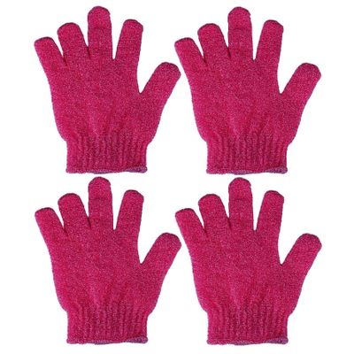 4-Pack Red Shower Exfoliating Gloves for Men and Women