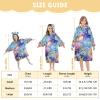 Mnrsuu Oversized Wearable Blanket for Girls, Poppies, Galaxy, Moon, Constellations, Sun and Stars, Blue, Medium view 3