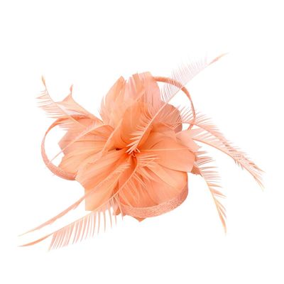 Feather Fascinator Hair Clip for Women, Orange Plume Flax, 1 Piece