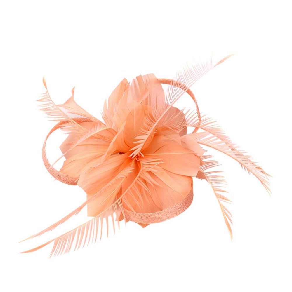 Feather Fascinator Hair Clip for Women, Orange Plume Flax, 1 Piece